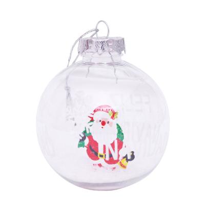 China Hot Selling Transparent PET Ball 8cm Colors Film Snow Filled Christmas Ball Tree Pendant for sale