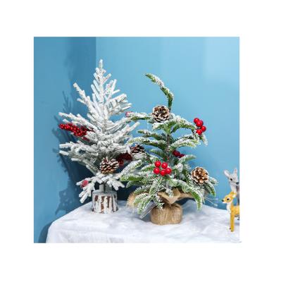 China Pe+decoration color: White hot sale diy flocking mini snow tree shopping malls and hotels party office decorations for sale