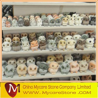 China Decoration Owl Natural Stone Crafts Carving for sale