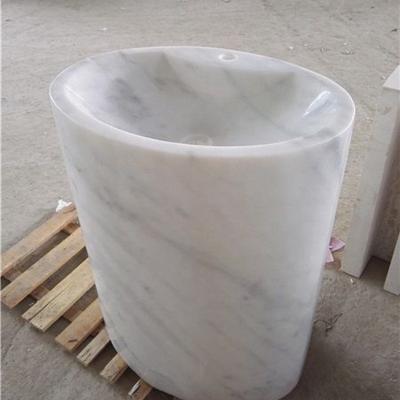 China Modern Italian White Carrara Marble Pedestal Sink for sale