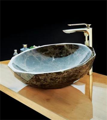 China Modern Emperador Marble Table Mount Dark Wash Basin for sale