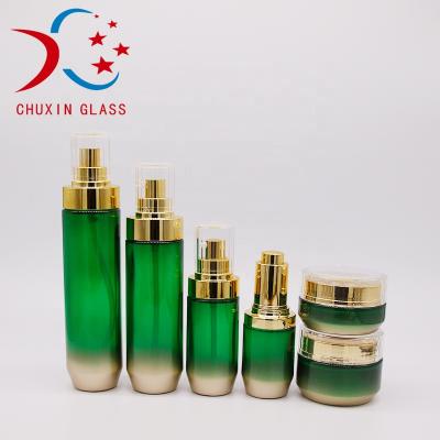 China Best Selling Beauty Cosmetic Toner Face Cream Cleansing Glass Bottle Jar Pump Cream Sprayer30ml 50ml 40ml 100ml 120ml for sale