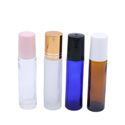 China Wholesale 10ml Personal Care Frosted Amber Glass Bottles Perfume Roll On Bottle Stainless Steel Rollerball for sale