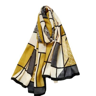 China Korean geometric printing small square female foreign fashion joker scarf spring and autumn Korea scarf thin scarf for sale