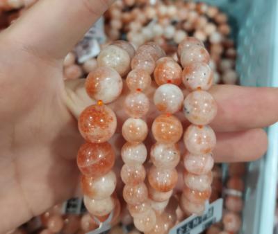 China Wholesale High Quality Romantic Sun Stone Bracelet Orange Round Beads Stretch Bracelet For Gift for sale