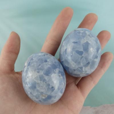 China China Wholesale Natural Rock Celestite Crystal Stone Blue Eggs Polished Blue Celestite Eggs For Decoration for sale