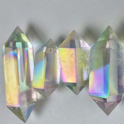 China China Wholesale Cheap Rainbow Aura Double Angle Quartz Crystal Clear Dots for sale