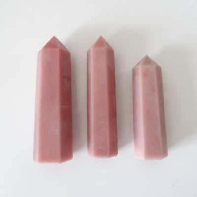 China Wholesale Cheap Pink Opal Crystal Wand Point Trick Stones China Healing Crystal Point for sale