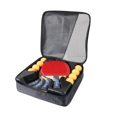 China Professional Portable Poplar+Rubber+ABS Balls Table Tennis Racket Set Ping Pong Paddle Set For 4 Players for sale