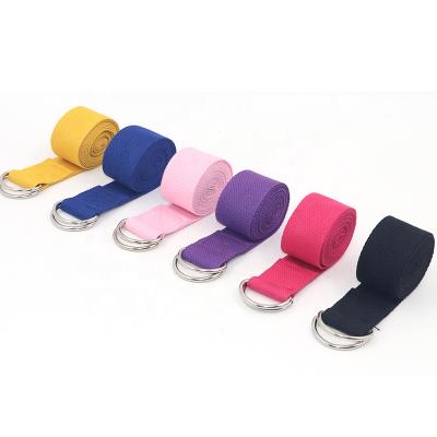 China Non Slip Cotton Yoga Stretch Strap On Strong Durable Yoga Belt With Strong D Ring for sale