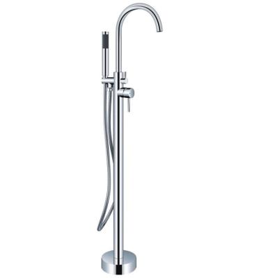 China Without Slide Bar Brass Mounted Free Standing Shower Mixer Cupc Floor Mounted Tub Filler Shower Bath Freestanding Bathtub Faucet for sale