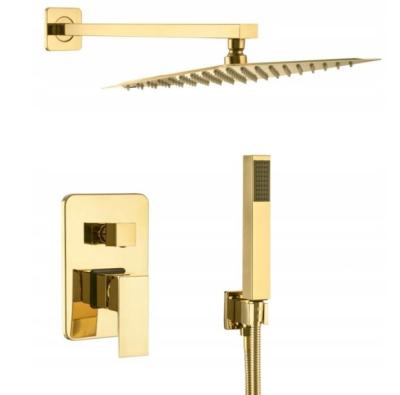 China Without Sliding Bar Sanitary Ware Chrome Knob Square, In Wall Square Shower, Single Handle Bathroom Rain Shower Set Gold Rain Shower Set for sale