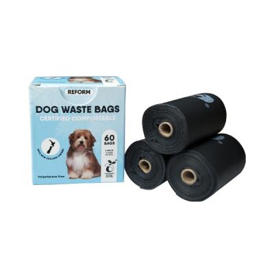 China Sustainable Eco Friendly Custom Printed 100% Biodegradable Compostable Cornstarch Dog Poop Waste Bags On Roll for sale