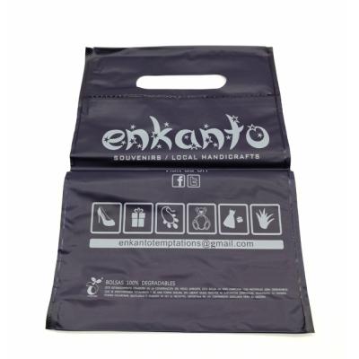 China BIODEGRADABLE Custom Printed 100% Biodegradable Black Heat Seal Plastic Shopping Bags for sale