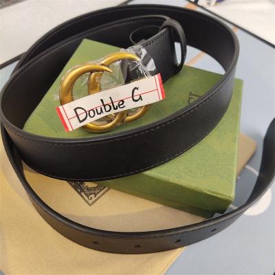 China Original Gold LOGO Luxury Belt Famous Brands Designer Belt Double G Genuine Leather Cowhide 4.0cm Unisex Fashion Accessory With Dust Bag for sale