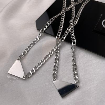 China Stainless Steel Environmental Friendly Luxury Designer Catalog Cuban Link Triangle Necklace Gold Chokers Necklaces Hiphop Chain Jewelry for sale