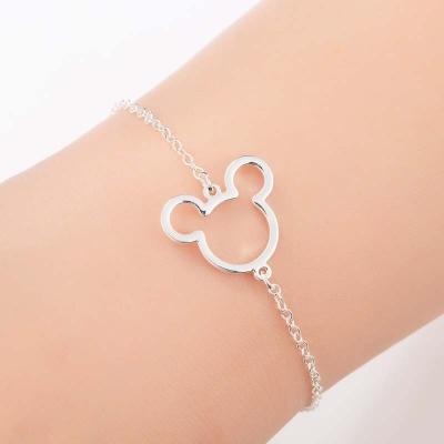 China High Quality Cute Cartoon Mouse Pierced Bracelets Bangle Stainless Steel Adjustable Bangle Designer Fashion Jewelry for sale