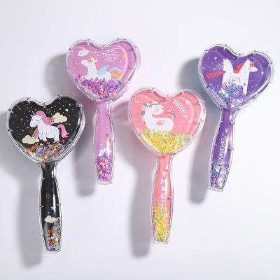 China Environmentally Friendly Cartoon Children Hair Comb Pony Mermaid Star Paillette Air Cushion Comb Travel Hair Brush Scalp Care Gift Box Comb for sale