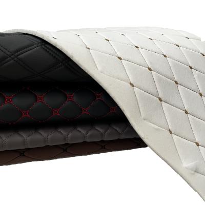 China Non Slip Embroidery Quilted Leather Material With Foam For Sofa Car Seat Covering for sale