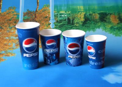 China Commercial Blue KFC Insulated Cold Drink Paper Cups With Plastic Lid for sale