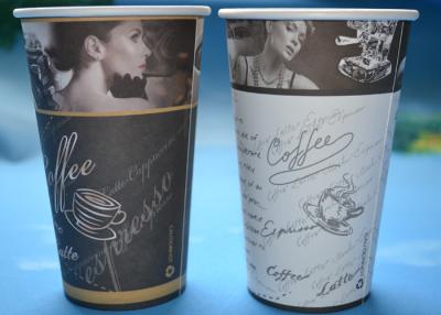 China Sing Wall Biodegradable 400ml Custom Printed Paper Coffee Cups For Hot Drinks for sale