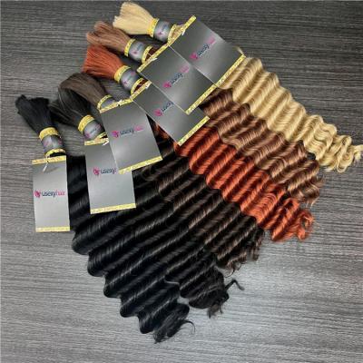 China 100% Virgin Hair Bulk Hot Sale Indian Raw Bulk Hair 20inch Deep Wave Bulk Braiding Hair for sale