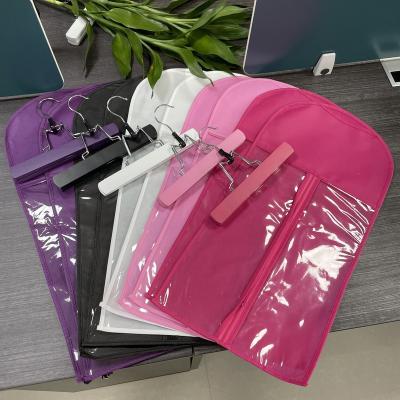 China Custom Logo PVC Hair Packaging Hair Hanger Reusable Collapsible Non Woven Fabric Wig Bags for sale