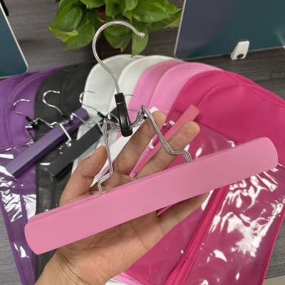 China Custom logo hair extension dust cover pink wig bag hanger black white bag eco-friendly non-woven garment bag with hanger for hair for sale