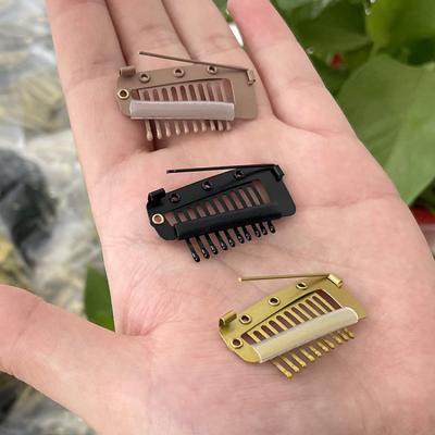 China For Commercial Black Brown Gold Color 3.6cm 10 Teeth Scarf Wig Hair Extensions Stainless Steel Chunni Grip Snap Clips With Safety Pin for sale