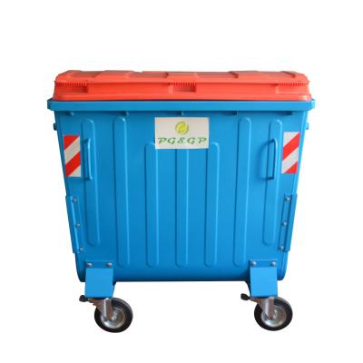 China Factory Price 1100L Sustainable Plastic Flat Lid Metal Waste Bin Te koop