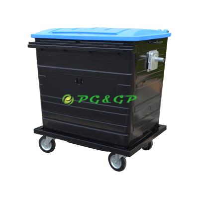 China Sustainable Industrial City Outside 1100 L Public Large Galvanized Steel Waste Garbage Container With Wheel en venta