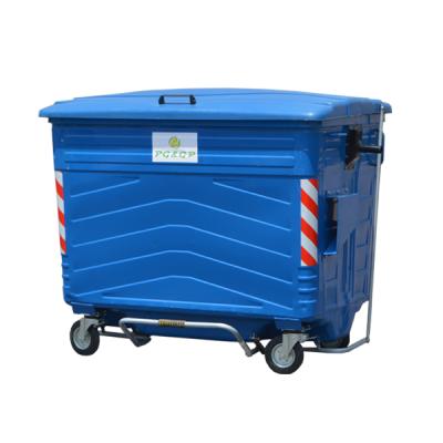 China Sustainable Custom Large Outdoor Commercial 1700l Mobile Galvanized Steel Metal Street Trash Storage Waste Bin Container Te koop