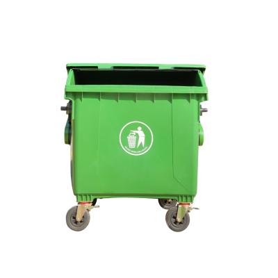 China Custom Outdoor Public Street Sustainable 1100 Liter Rolled Waste Container 1100 lt Urban Plastic Waste Container Te koop