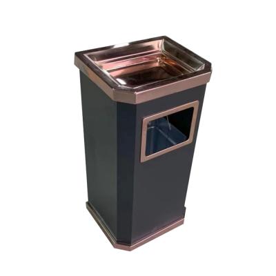 China Sustainable China Garbage Bin OEM Manufacturer Commercial Stainless Steel Malls Trash Can With Ashtray for sale