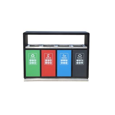 中国 Sustainable Stainless Steel 4 Compartment Recycle Bin , Large Metal Recycling Container 販売のため