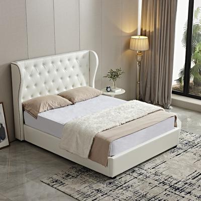 China New Arrival Storage Double Hotel Beds Room Furniture Bedrooms Beds Leather Luxury Modern Large Wooden Design for sale