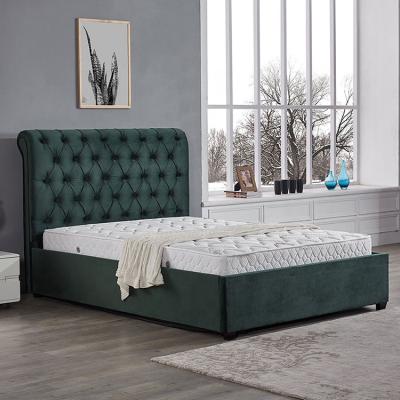 China Contemporary Style Green Color Velvet Bed Modern Footstool Storage Style Tall Leather Storage Bed for sale