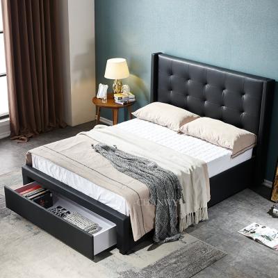 China Durable Modern European King Queen Size With Drawer Double Storage Bed Designs Ottoman PU Leather Bed for sale