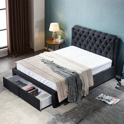 China (Other) New Modern Design Queen Size Adjustable Comfortable Storage Cloth Bed Twin With Two Storage Drawers for sale