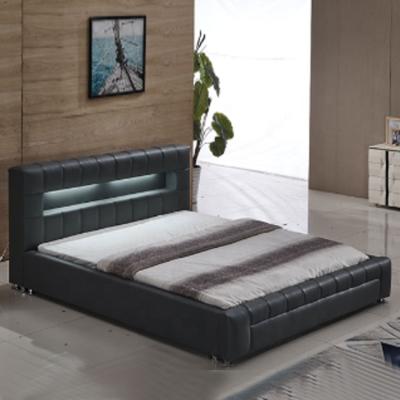 China (Other) Hot Selling Black Led Headboard Modern Adjustable Leatherette Led Bed Asian Hotel Bedroom Furniture for sale