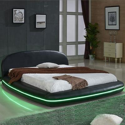 China Foshan Adjustable Elegant Black Round Bed Frame LED King Size Bed Frame (Other) With LED Lights for sale