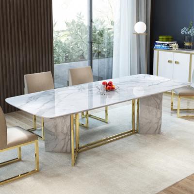 China (Others)077 luxury home furniture adjustable modern agglomerated stone dining tables set dining room furniture for sale