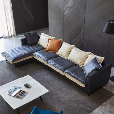 China Leather Tufted And Contemporary Italian Science And Tech Contracted Corner Sofa for sale