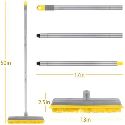 China VIPaoclean Long Garden Carpet Rake Handle Dog Hair Broom Squeegee Fur Remover Rubber Broom for sale