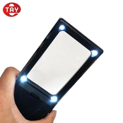 China Handheld Plastic Rectangular Pocket LED Lighted Magnifying Glass To Indicate Card Books Small Copies for sale