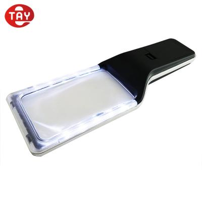 China Protect Eyes Rectangular Handheld Lighted Reading Magnifier With Dimmable SMD LED for sale