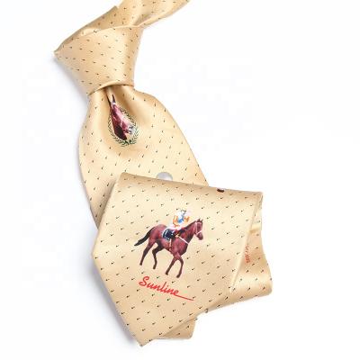 China 100% Handmade High Quality Animal Horses Custom Design Digital Printed Silk Ties Neck Ties For Man for sale