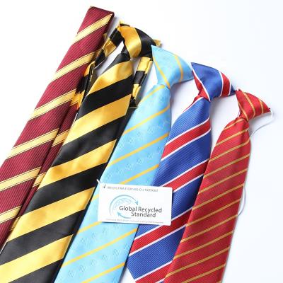 China High Quality Custom Logo School Tie 100% Recycled Polyester Woven Neck Tie Cheap Price Eco-friendly Materials Stripe Neck Tie for sale