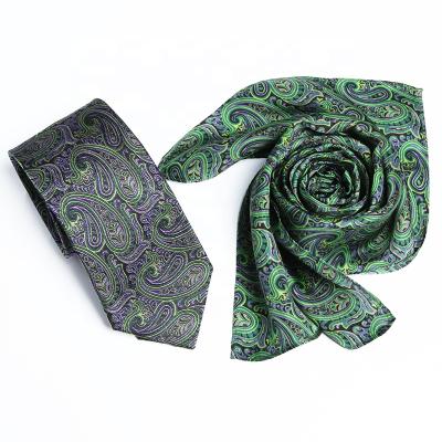 China 100% Handmade Paisley Pattern 100% Silk Jacquard Woven Silk Ties And Digital Printing Scarf Sets With Same Design for sale