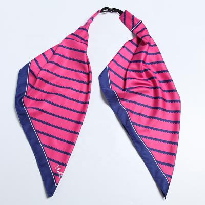 China Custom Design Long Pink And Navy Stripe Pre-Tied Silk Women Scarf With Your Logo for sale